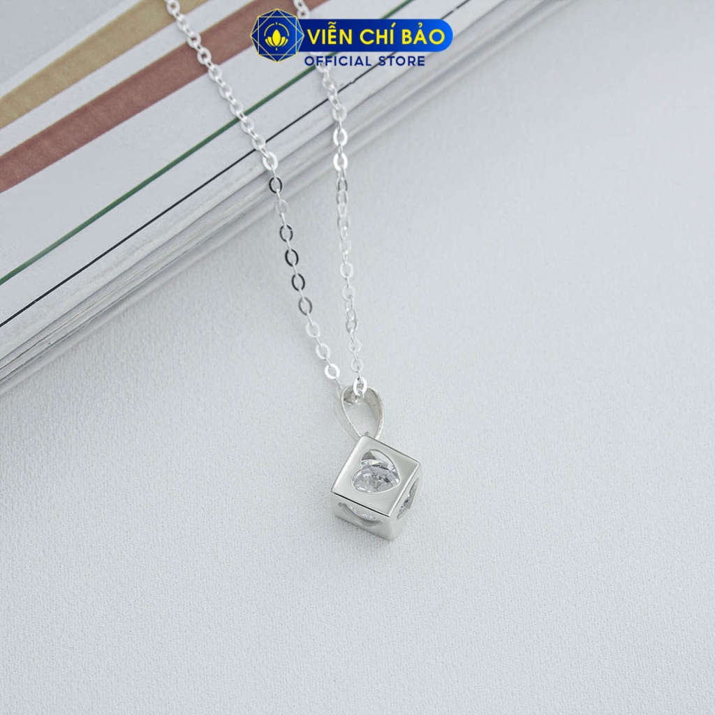Dây chuyền bạc nữ Mặt lập phương trái tim bạc 925 thời trang phụ kiện trang sức Viễn Chí Bảo D400434