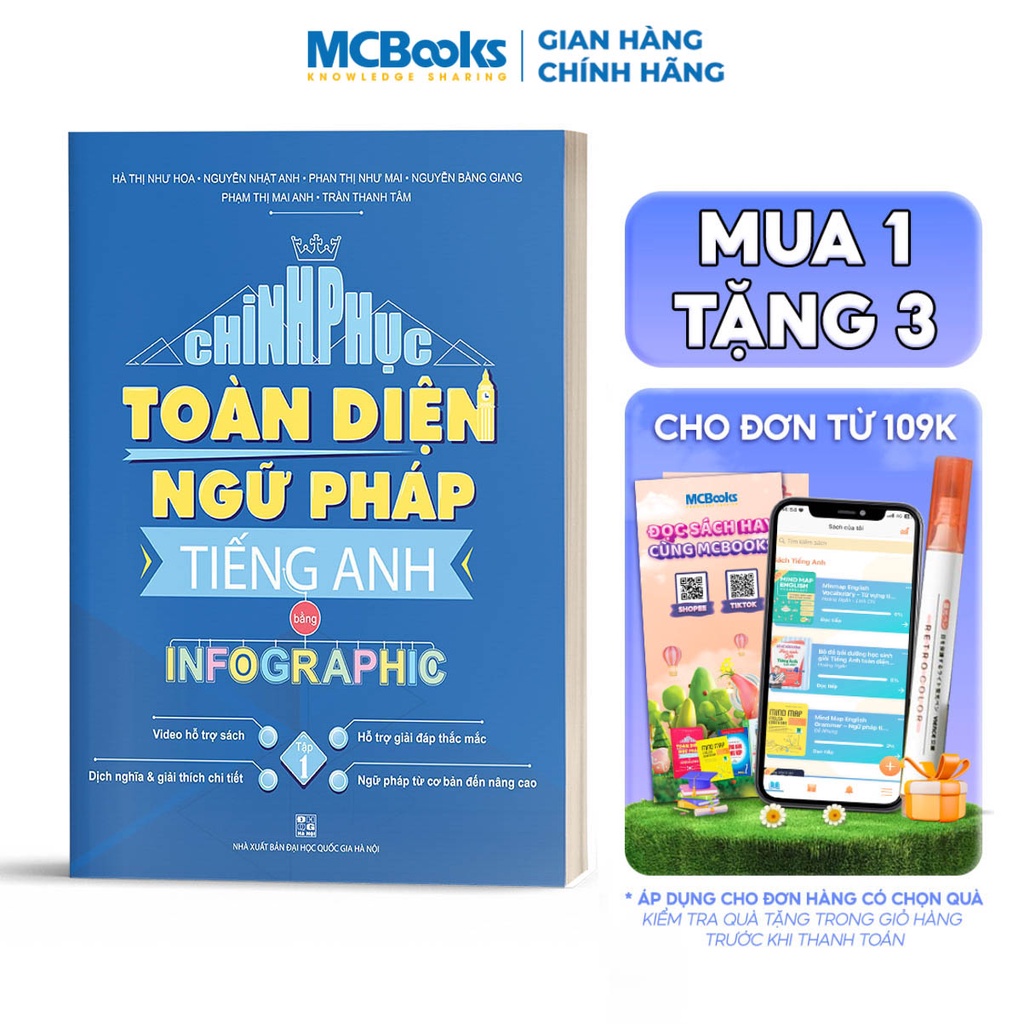 Sách - Chinh phục toàn diện Ngữ pháp tiếng Anh bằng Infographic - Tập 1 - Tặng kèm khóa học