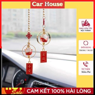 Dây treo xe ô tô mèo thần tài cầu may mắn, tài lộc, bình an