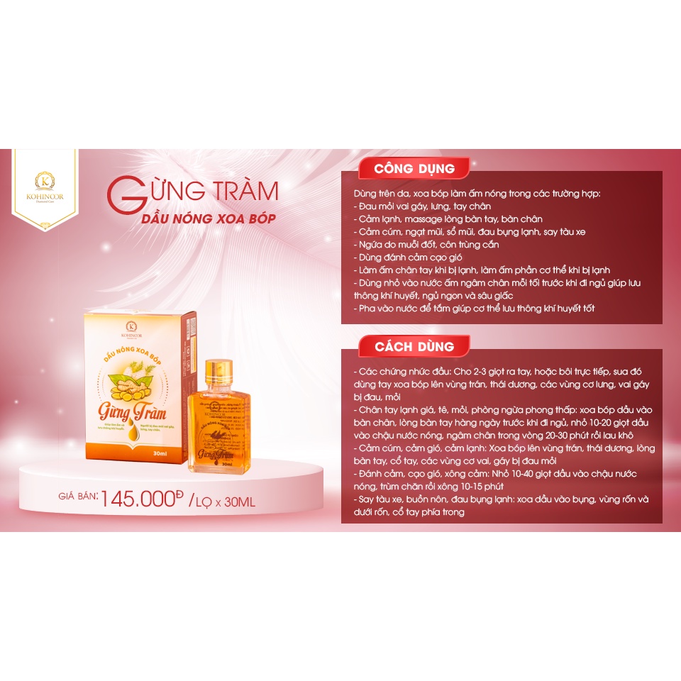 Dầu nóng xoa bóp gừng tràm Kohinoor 30ml