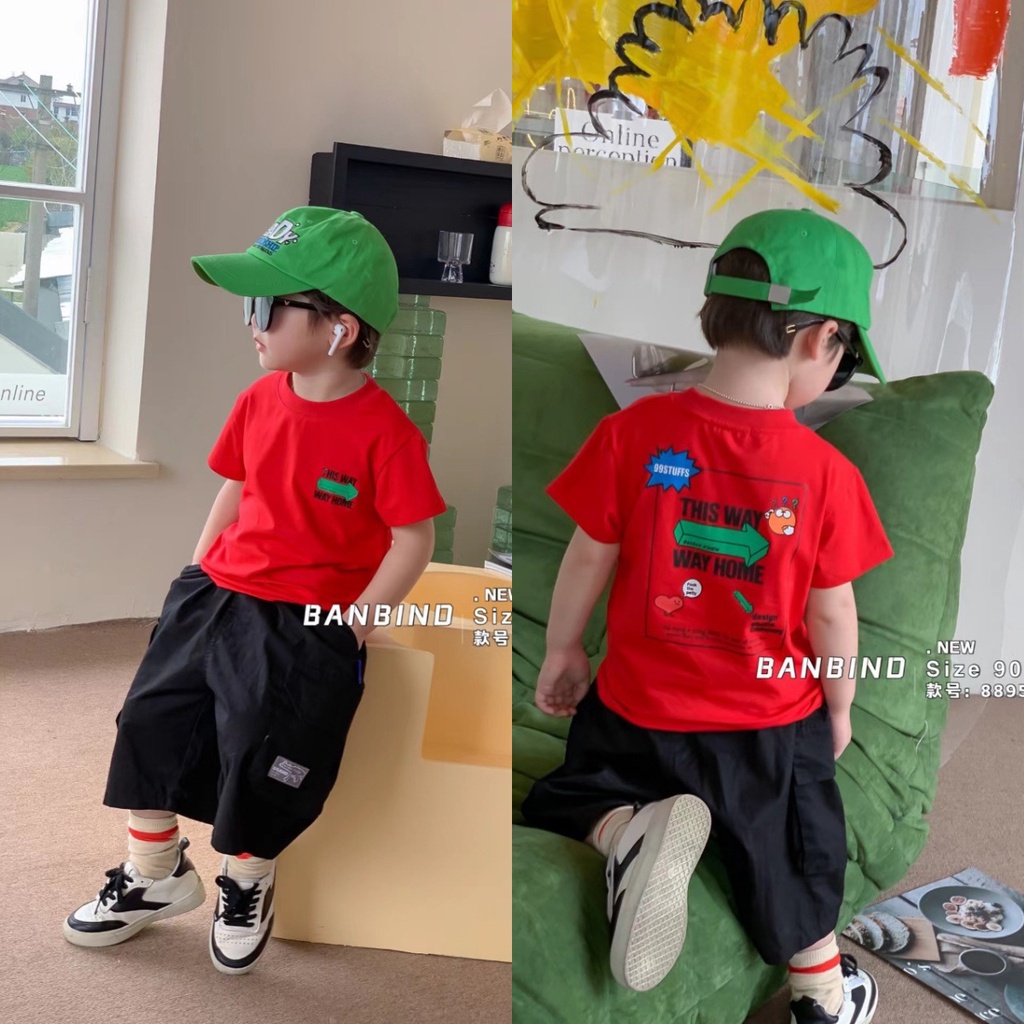 Áo thun bé trai size nhí Banbino 07-16kg áo cộc tay cho bé cao cấp chất thun lạnh co giãn thoải mái thời trang qate