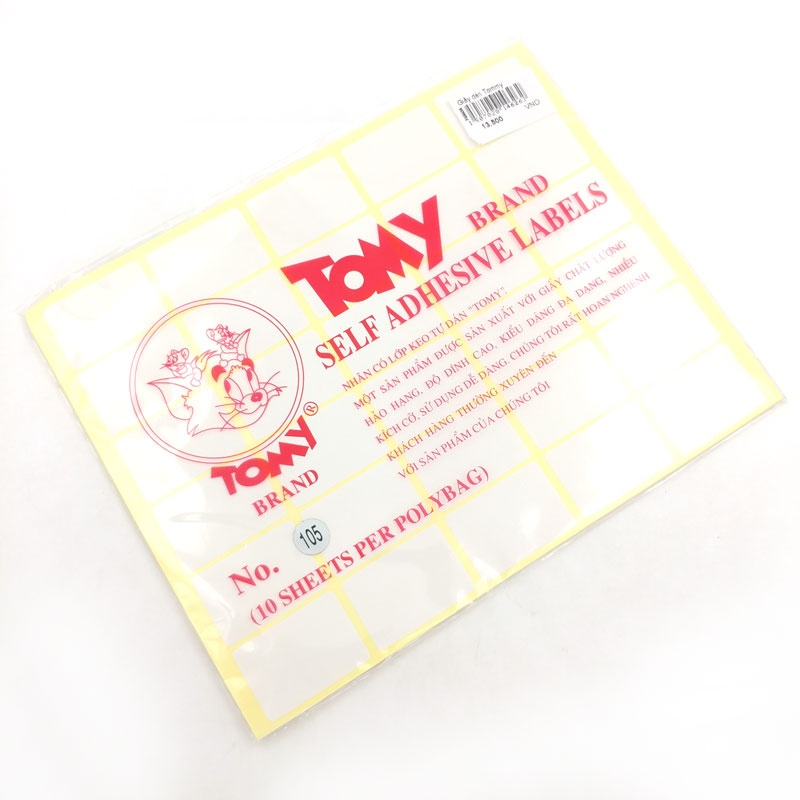 Nhãn có lớp keo tự dán Tomy 105 kích thước tem 25x37mm