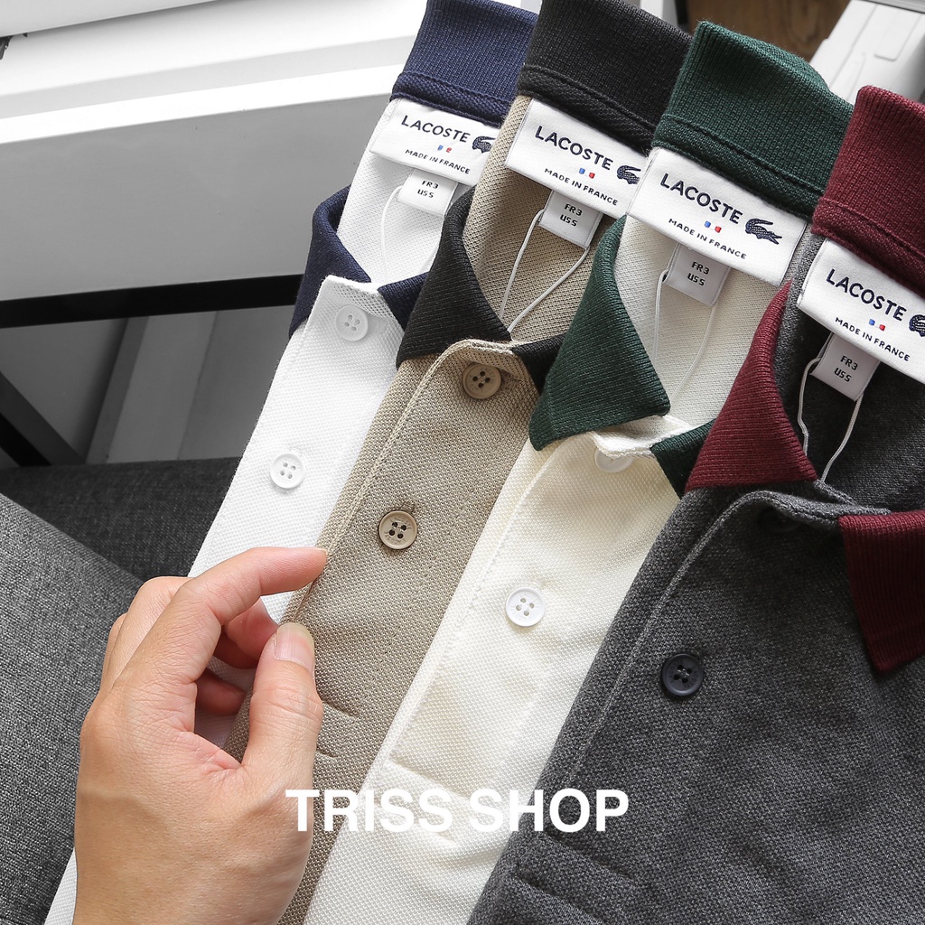 Áo Polo nam Lacoste Logo Cá Cùng Màu 11 chất liệu cotton cao cấp form slim