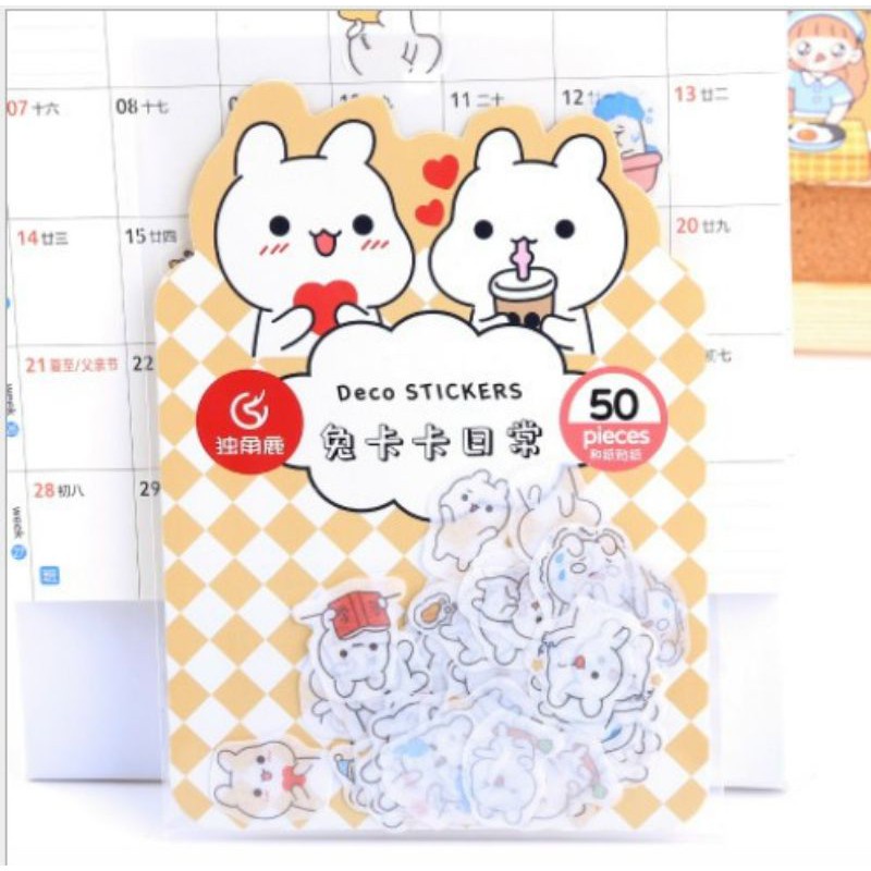 Sticker, hình dán con thú bộ nhiều miếng dễ thương