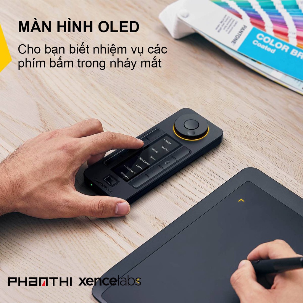 Điều Khiển Remote Xencelabs Quick Keys Không Dây Màn Hình OLED 40 Phím Tắt Và Vòng Dial0