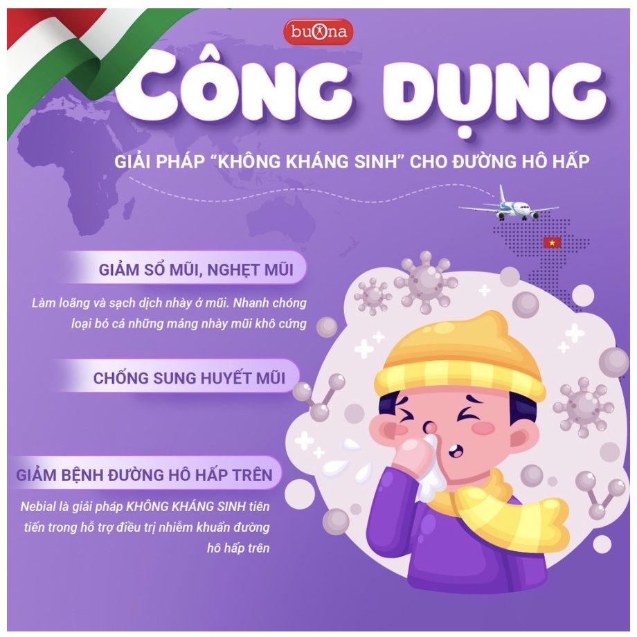 Dung dịch nhỏ mũi Nebianax 3% Flaconcini - Nước muối ưu trương