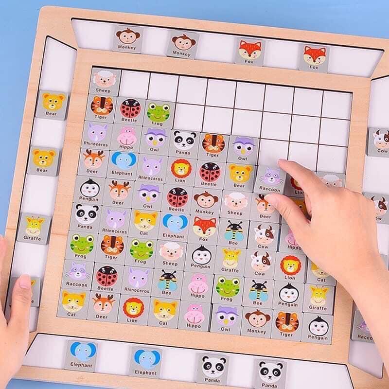 Bảng Gỗ trò chơi Pikachu tìm hình giống nhau - Trò chơi 2in1 bé vừa chơi lật mở vừa học từ mới tiếng Anh