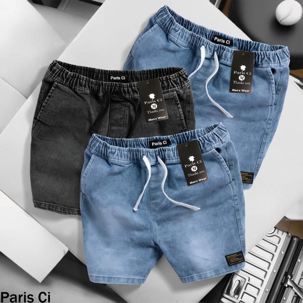 Quần Short Jean Xanh Bạc , Form Trên Gối Co Giãn Thoả Mái