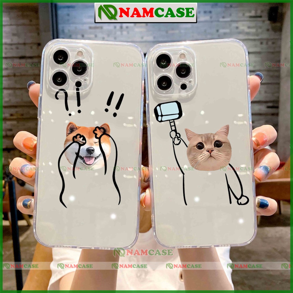 Ốp lưng iphone cặp đôi hoạt hình độc lạ chó mèo ngộ nghĩnh dễ thương đẹp cho ip 6/6s/7/8/X/XS/11/12/13/14 Pro Plus Max