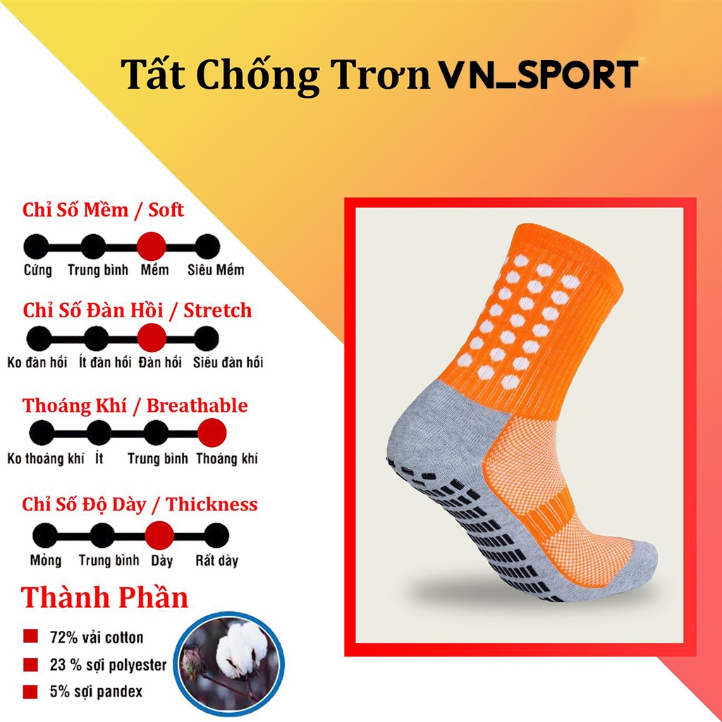 Tất chống trơn đá bóng dài, vớ đá banh dệt kim nam chính hãng