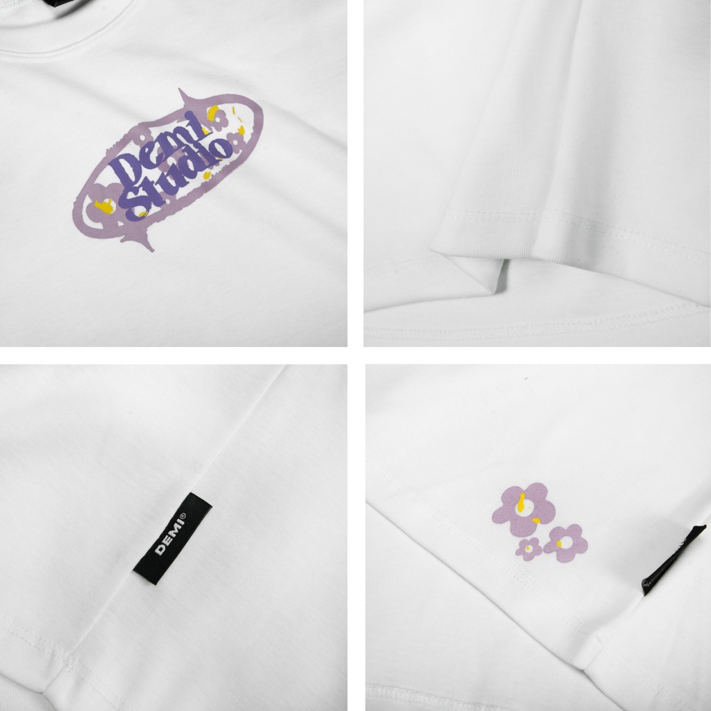 Áo thun baby tee trắng in hình giá rẻ DEMI nhiều size tay ngắn form vừa | DE-T48