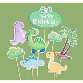 Set que giấy HPBD khủng long cây dừa tán cây