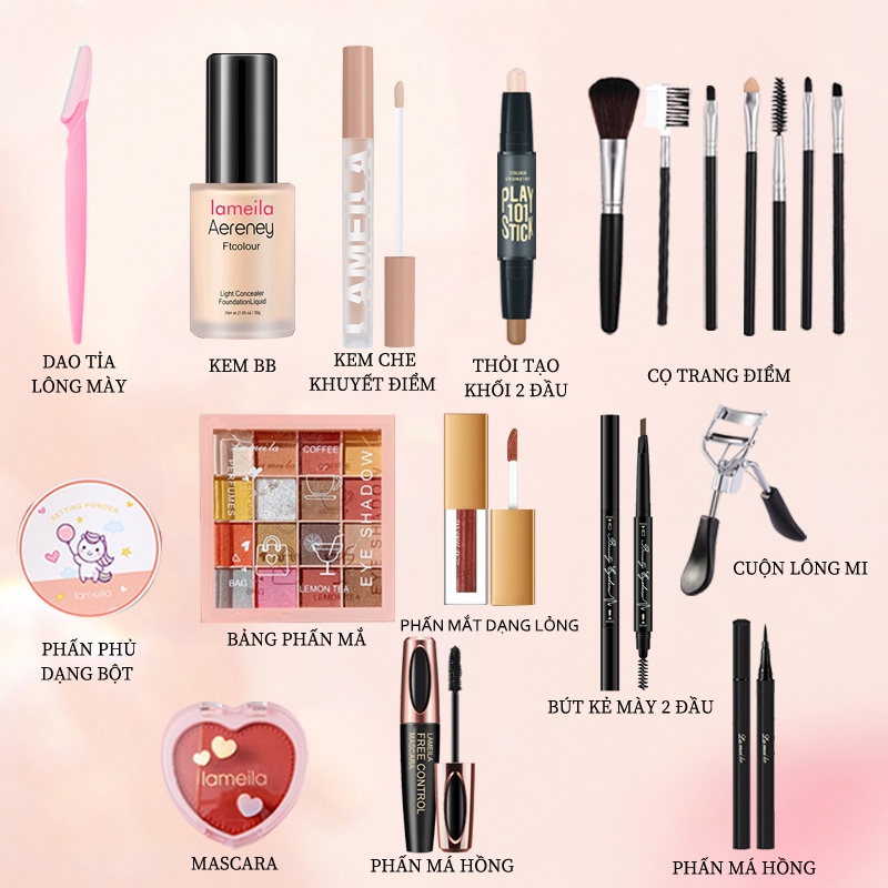 Bộ trang điểm 13 món Lameila Bộ mỹ phẩm  đầy đủ mới nhất 1 bộ gồm, makeup/Set Trang Điểm LML-T13 | BigBuy360 - bigbuy360.vn