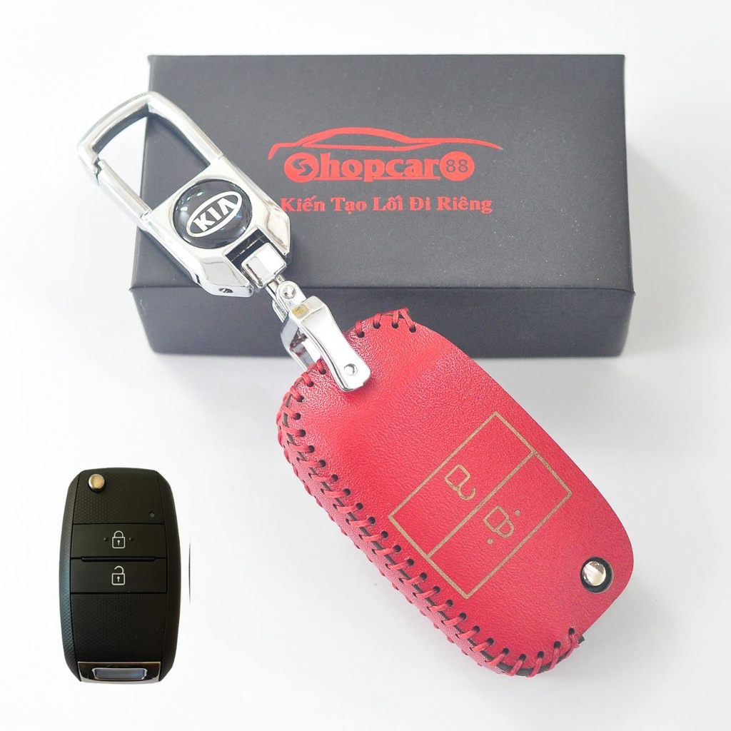 Bao da chìa khoá xe KIA Morning, Picanto 2012-2020. Chìa gập 2 nút mẫu chuẩn như hình. Da bò nhiều màu sắc.