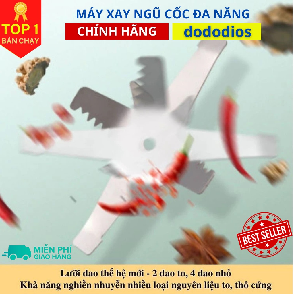 Máy xay hạt khô, xay bột, gia vị cà phê đa năng, công suất 300w, 6 lưỡi dao cực bén, chất liệu cối inox - Hãng DoDoDios