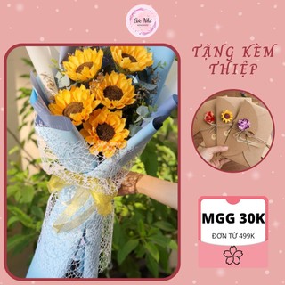 Bó hoa hướng dương, hoa kỷ yếu giấy nhún handmade làm quà tặng - Tiệm Luuly