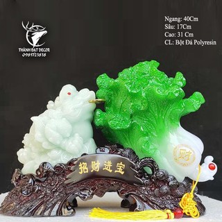 Tượng thiềm thừ cóc bắp cải xanh size 40cm, tượng cóc 3 chân chiêu tài quà tặng tân gia khai trương