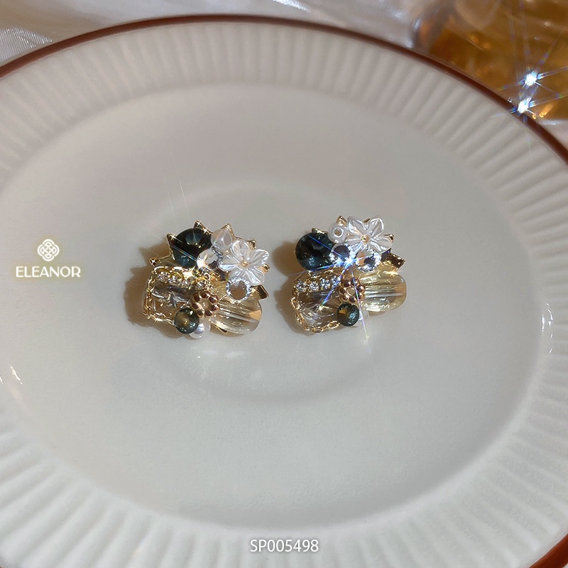 Bông tai nữ chuôi bạc 925 Eleanor Accessories hình hoa đính đá phong cách trẻ trung phụ kiện trang sức 5498
