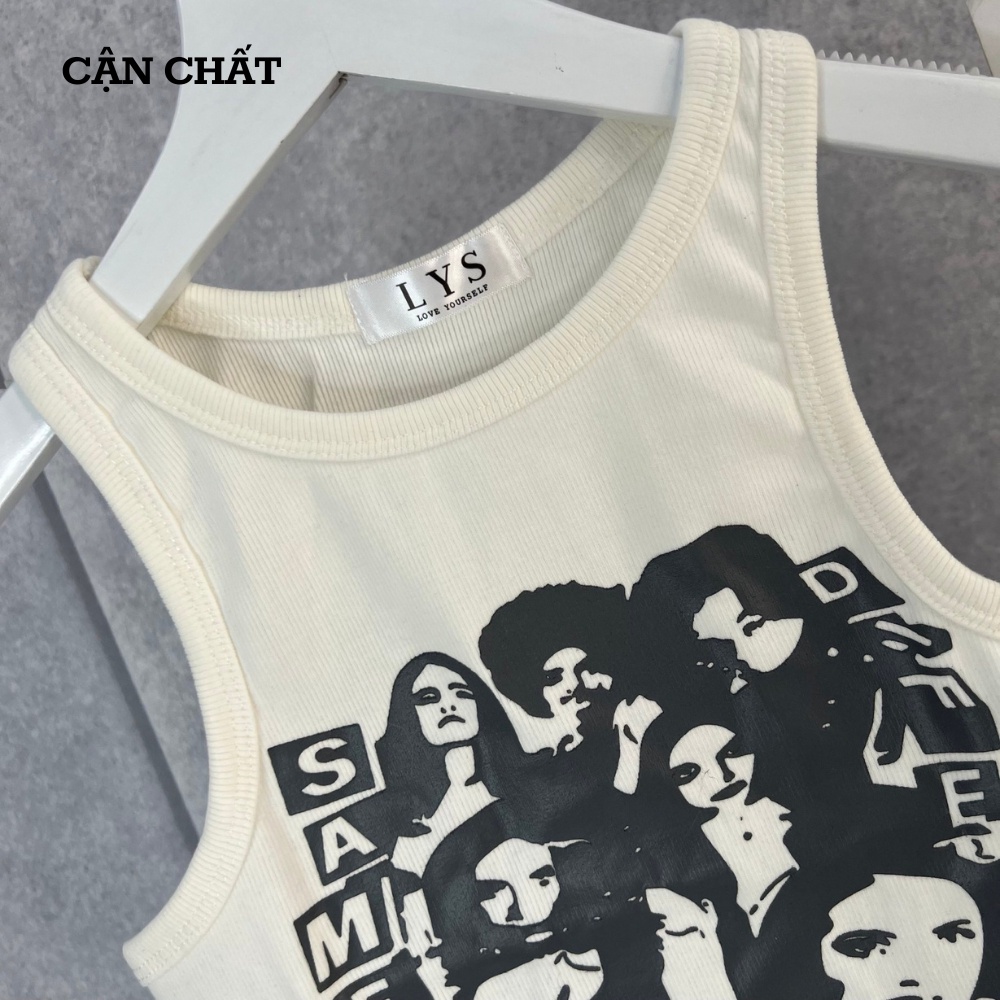 Áo thun croptop dáng ôm in hình A7 phong cách Vintage độc đáo