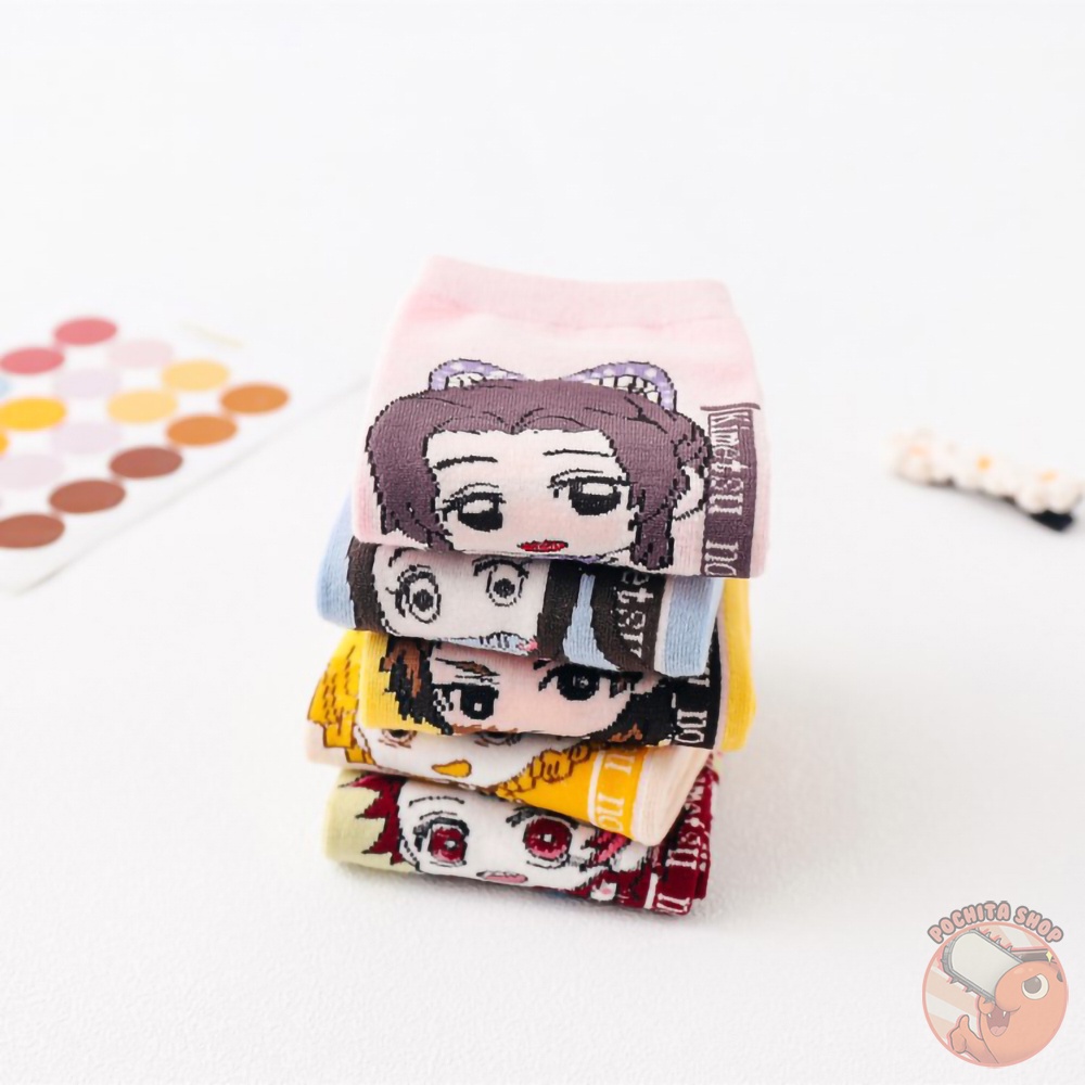 Tất Cổ Ngắn In Hình Demon Slayer Đáng Yêu, Vớ Nam Nữ Cotton Họa Tiết Kimetsu No Yaiba Anime Manga Cute Mùa Hè Thu Đông