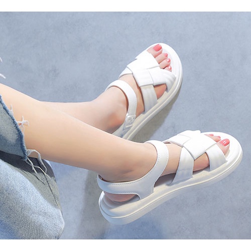 Giày sandal nữ đế cao kiểu đan vuông ôm dáng cực đẹp, Giày đi học nữ có quai đế bằng cao su form chuẩn mềm mại