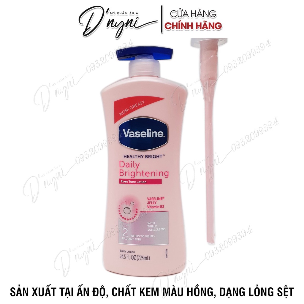 Sữa Dưỡng Thể Vaseline Healthy Bright Daily Brightening Even Tone Body Lotion Jelly Vitamin B3 725ml Mỹ