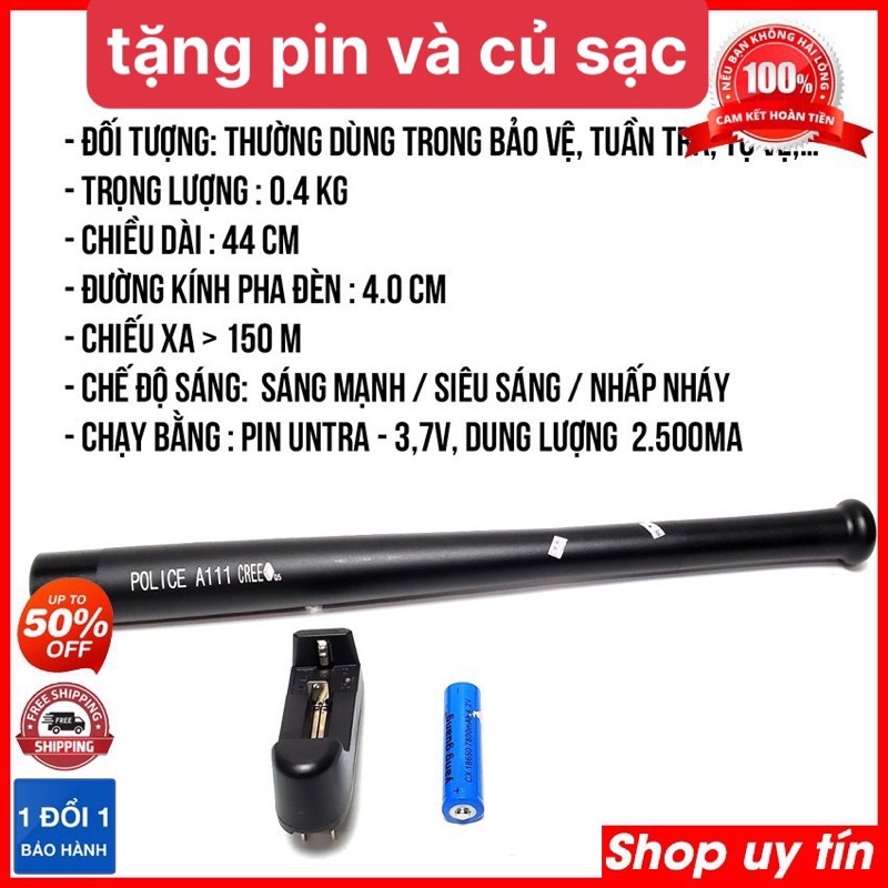 Đèn Pin Gậy Bóng Chày - Đèn Pin Nhôm Hợp Kim Cầm Tay Cho An Ninh Khẩn Cấp - Dụng Cụ Chiếu Sáng