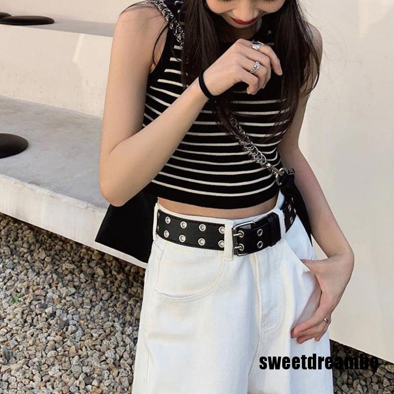 Áo Dệt Kim Sát Nách Cổ Tròn Kẻ Sọc Thời Trang Mùa Hè Cho Nữ