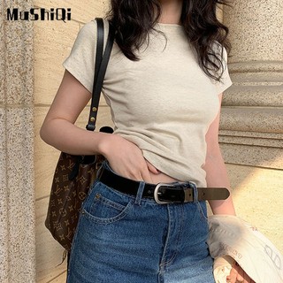 Mushiqi Áo Thun Tay Ngắn Cổ Tròn Giảm Béo Cho Nữ