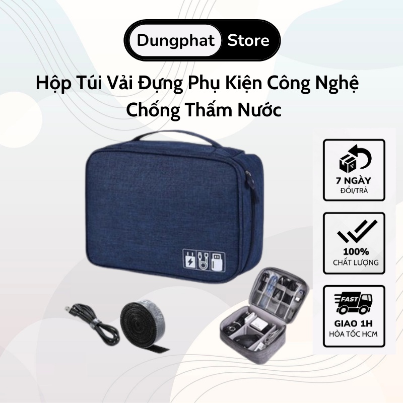 Hộp Túi Vải Đựng Phụ Kiện Công Nghệ Đa Năng Nhiều Ngăn Chống Thấm Nước Túi Phụ Kiện Du Lịch Cho Cáp Sạc Di Động