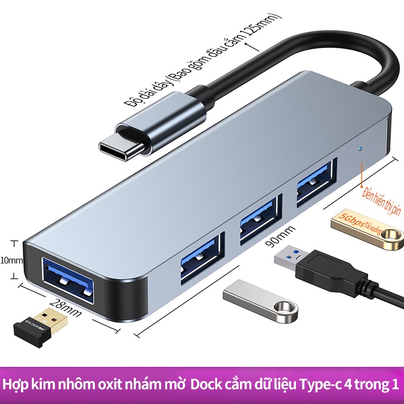 MIIGO Thiết bị kết nối đa cổng cắm hub 4 trong 1 thích hợp cho Apple Macbook USB 4KHDMI Cổng kết nối đa năng Truyền tốc độ cao