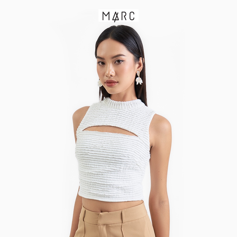 Áo croptop nữ MARC FASHION sát nách cổ tròn xẻ ngực CBLH111522