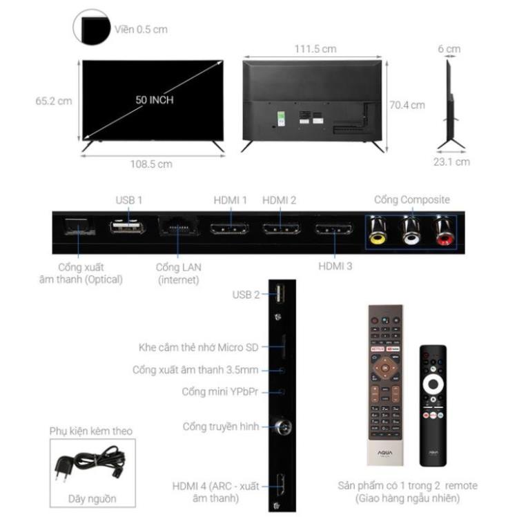 Android Tivi AQUA 4K 50 inch LE50AQT6600UG -  DEMEN