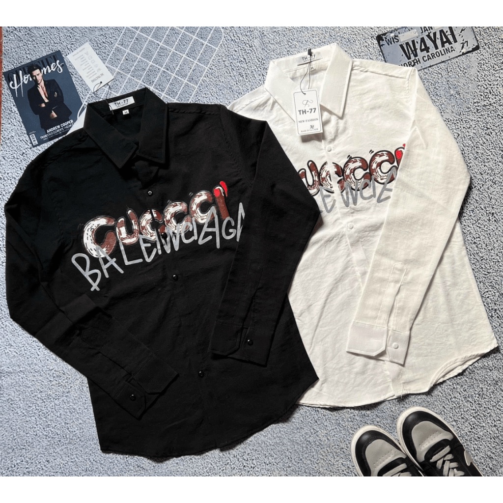 (Free Ship) HOT NHẤT 2023 - ÁO SƠ MI ĐŨI PHỐI HỌA TIẾT LOGO KIỂU DÁNG BẮT MẮT CỰC NĂNG ĐỘNG TRẺ TRUNG ĐẦY SỨC HÚT - HOKO