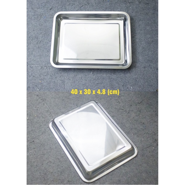 Khay inox cao cấp nhiều kích cỡ sâu 4.8cm