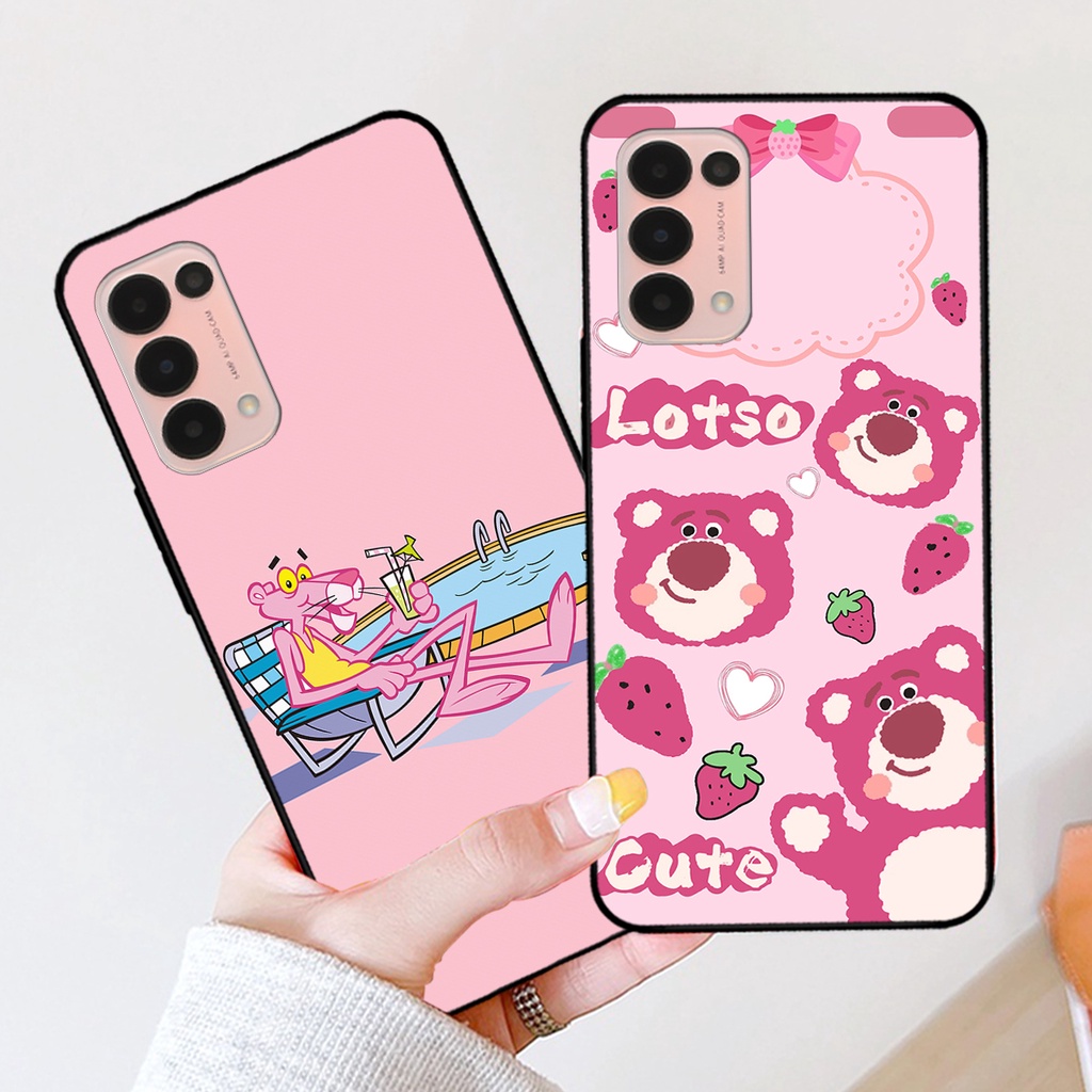 Ốp lưng Oppo Reno 5 4G / Reno 5 5G / Reno5 in hình gấu dâu losto, pink panther đáng yêu,hot trend.