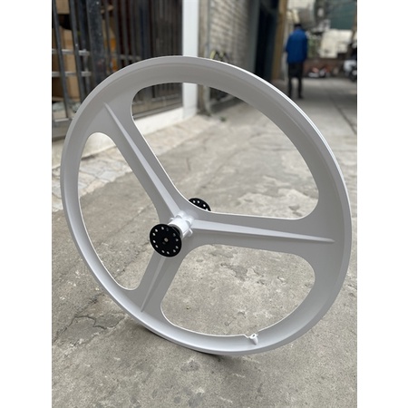 Vành 3 đao nhôm trước cho fixed gear, road mẫu có gân vành trục vặn