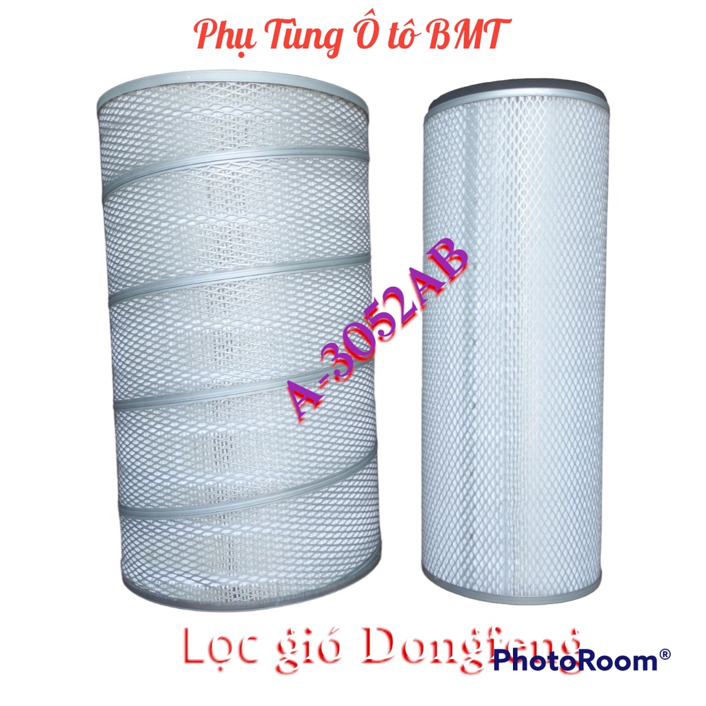 Lọc gió động cơ xe tải, ben Dongfeng, Shacman, faw, auman. Mã lọc A -3052 - AB. Kích thước 30*52 bằng sắt 2 lớp đáy lõm