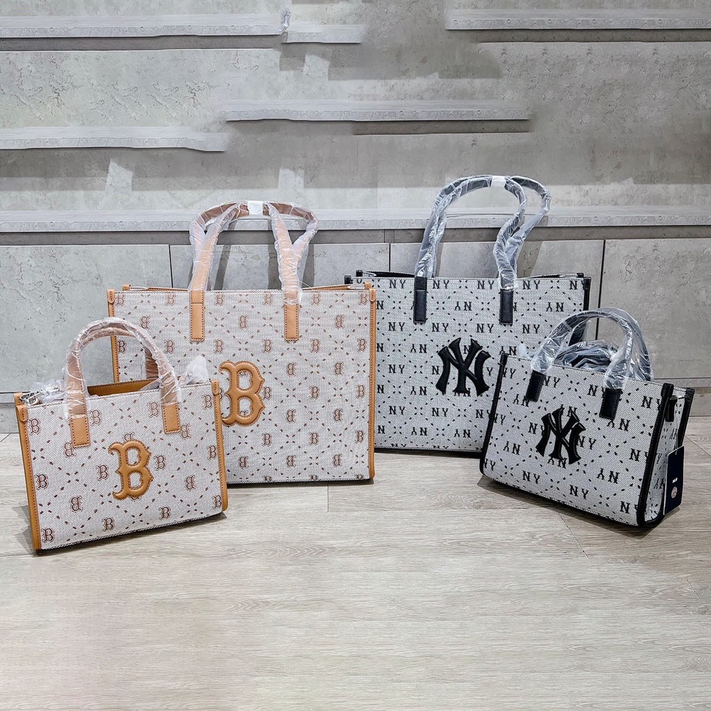 Túi Tote Túi Xách MLB NY Big Diamond Monogram Jacquard Small Tote Bag New York Yankees Full Tag Mac