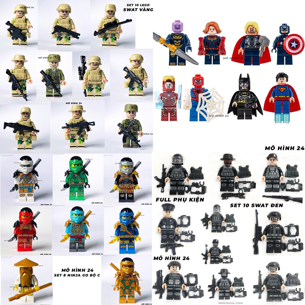 Mô Hình đồ chơi Lắp Ráp mini figure Nhân Vật Hoạt Hình ninja cảnh sát police pubg MOC swat siêu nhân minifigure