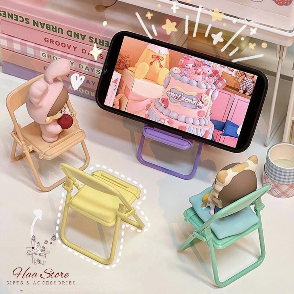 Giá đỡ điện thoại Haa Store thiết kế hình dạng ghế ngồi mini đa năng xinh xắn tiện dụng