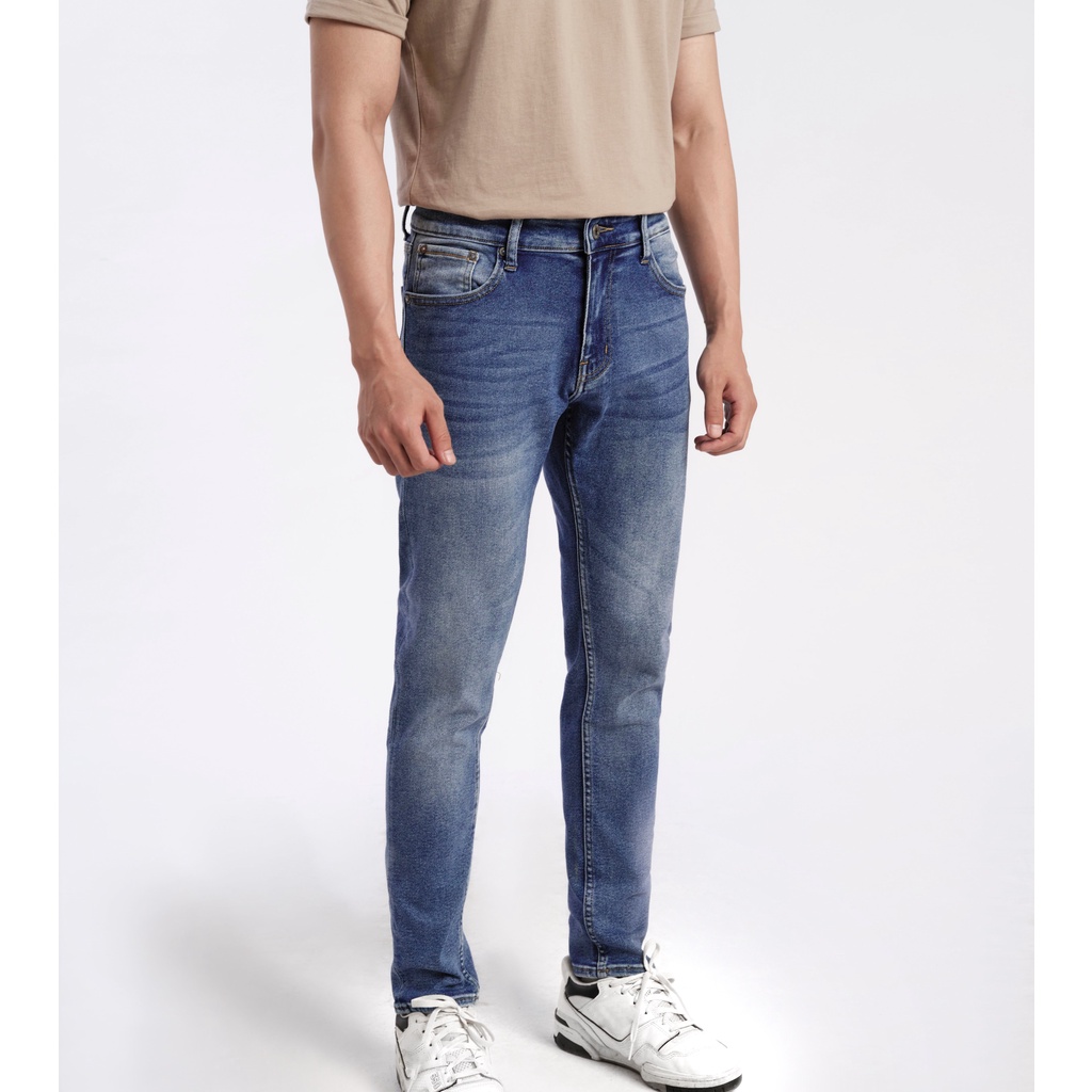 Quần jean nam MENFIT Slim fit xanh cao cấp chất denim co giãn nhẹ 2 chiều, chuẩn form, thời trang