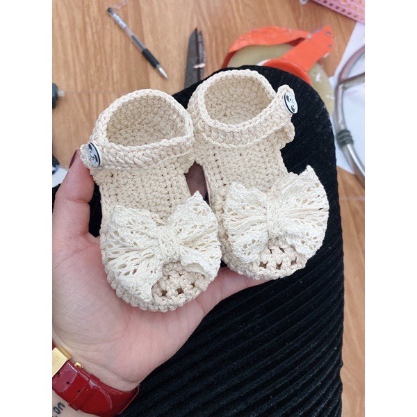Giày bệt, dép đan len mùa hè cho bé gái 0-12 tháng