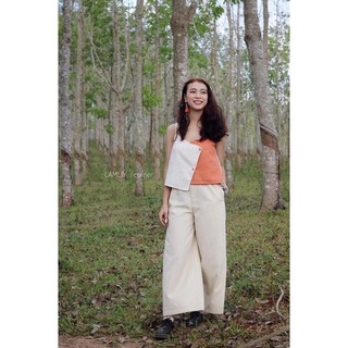 Áo dây cổ V phối hai màu 2 lớp linen