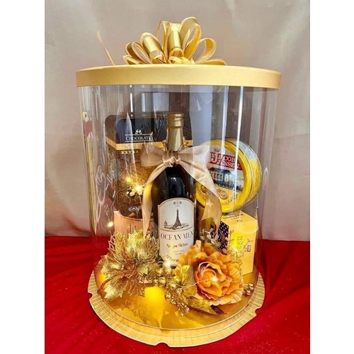 Hộp Trụ Tròn Mica Để Quà Tặng/Gấu Hoa/Quà Tết Đk 30 Cm Cao 45 Cm/Hộp