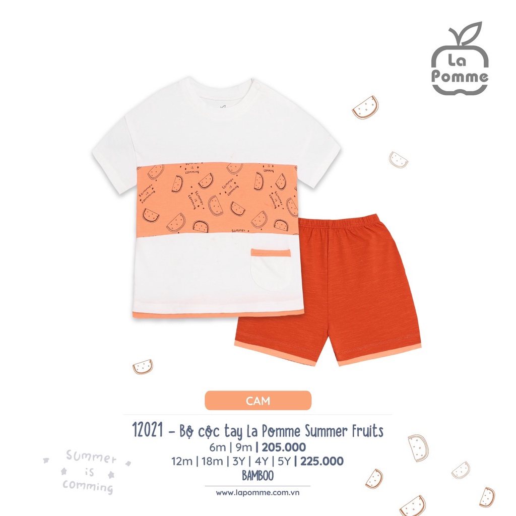 [CHÍNH HÃNG] Bộ quần áo cộc tay họa tiết Summer Fruits 12021 trẻ em La Pomme