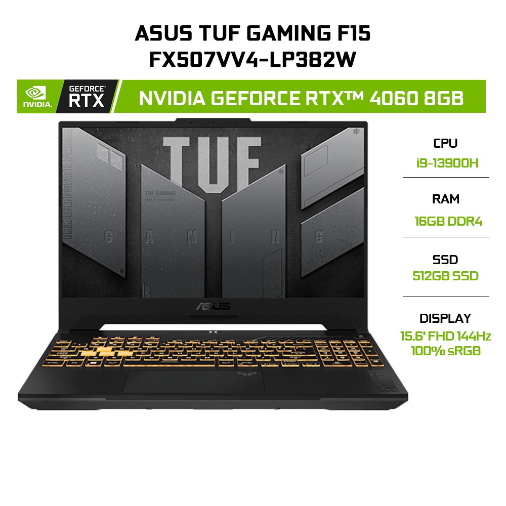 Laptop ASUS TUF Gaming F15 FX507VV4-LP382W i9-13900H16G512GRTX™ 4060 8G15.6'