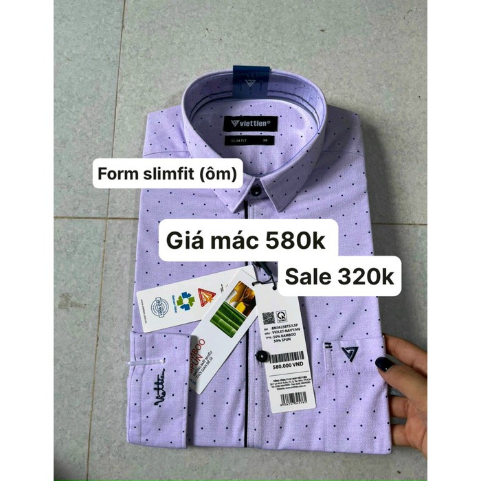 Việt tiến Áo sơ mi giá 580k sale 300k Form slimfit