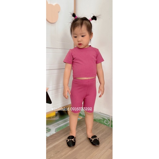 Áo thun croptop cộc tay cho bé 100% cotton co dãn mềm mát Xún lolakid