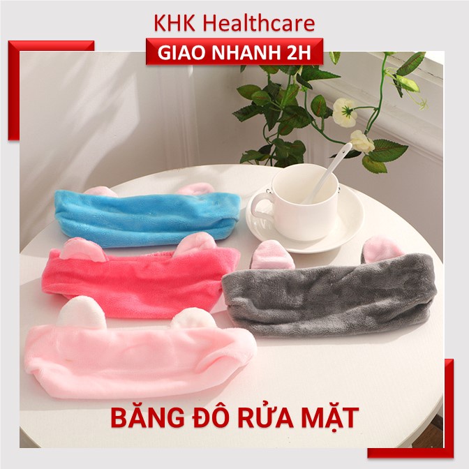 Băng đô rửa mặt tai mèo cute chất nhung mịn màng xinh đẹp cài tóc